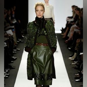 ◇$5,400 OSCAR DE LA RENTA EXCLUSIVE ORYLAG FUR, WOOL, CASHMERE RUNWAY JACKET L